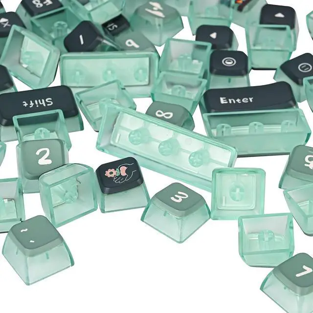 Alt view image 4 of 5 - iRoboosta Green Pudding Keycaps - PBT Translucent 118 Key ASA Profile Keycap Set for 60 Percent Mechanical Keyboards (Green Forest)
