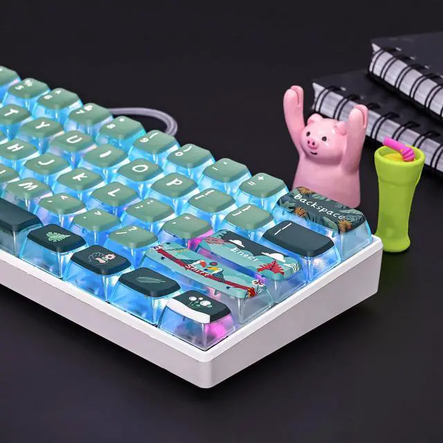 Alt view image 3 of 5 - iRoboosta Green Pudding Keycaps - PBT Translucent 118 Key ASA Profile Keycap Set for 60 Percent Mechanical Keyboards (Green Forest)