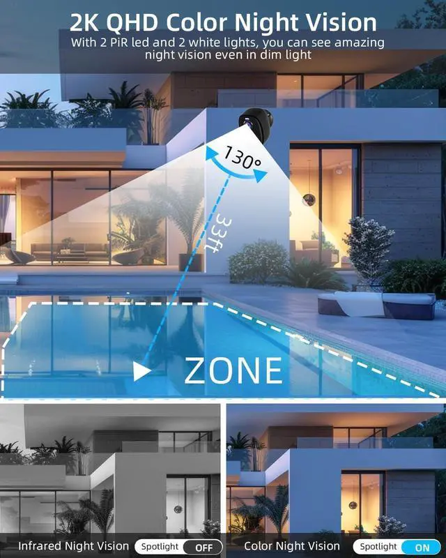 Alt view image 3 of 5 - Security Cameras Wireless Outdoor, 2K Battery Powered Camera for Home Security with IP65, SD/ Free Cloud Storage, No Monthly Fee, AI Motion Detection, Color Night Vision, 2-Way Audio (BW4-G-4Pack)