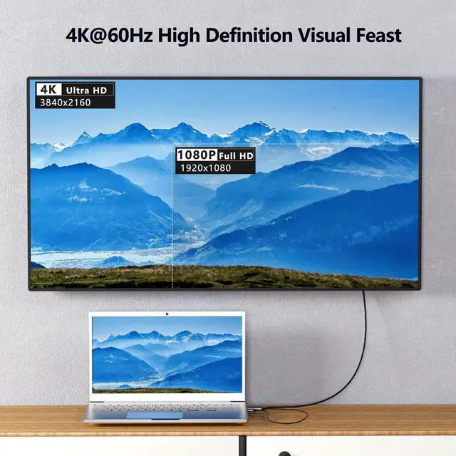 Alt view image 2 of 5 - HDMI to Mini DisplayPort Cable 4K@60Hz 6.6FT, Active HDMI 2.0 to Mini DP 1.2 Adapter, HDMI Source to DisplayPort Monitor for Mac Mini, Laptop PC, Xbox, NS to Apple Cinema Display, MDP Monitor