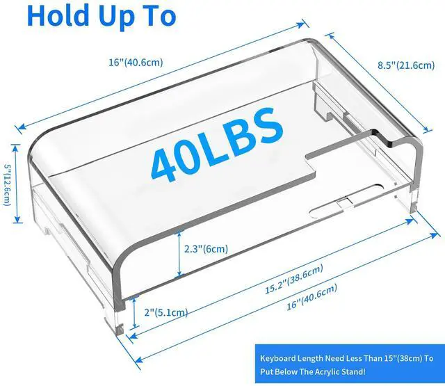 Alt view image 2 of 5 - Beimu Acrylic Monitor Stand Riser Acrylic Laptop Stand Clear Computer Stand Laptop Riser with Storage Desk Organizer Accessories for Home and Office