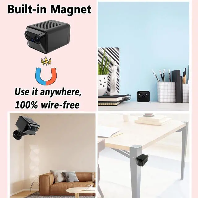 Alt view image 2 of 5 - BEEDMXU Magnetic Wireless WiFi Security Camera 2K FHD Nanny Cam 150 Days Long Standby Battery CameraNight Vision Motion Detection Cloud StorageIndoor Hidden Camera for Home, Office