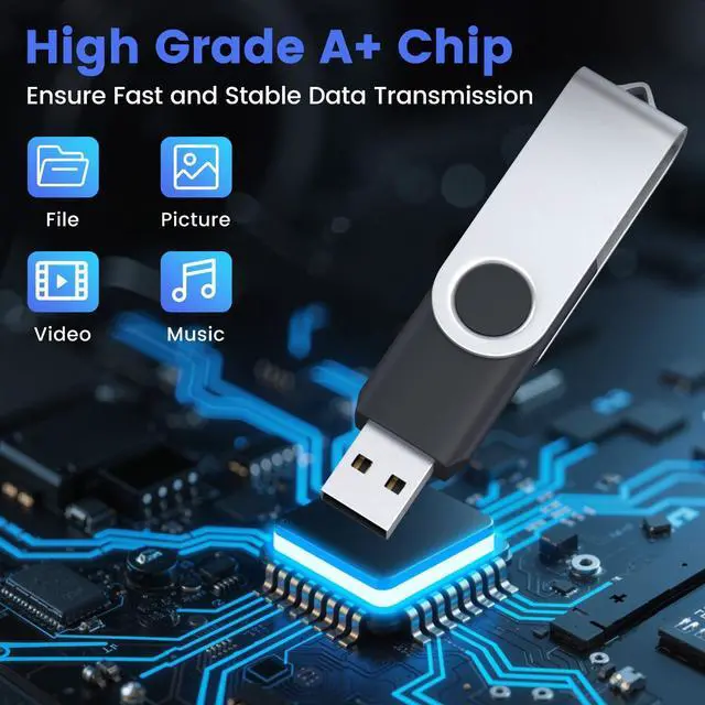Alt view image 3 of 5 - ABLAZE 32GB Flash Drive 10 Pack, USB 2.0 Memory Stick with Lanyards Swivel Thumb Drives Bulk 32GB Pendrive U Disk for Data Storage (Mixcolors)