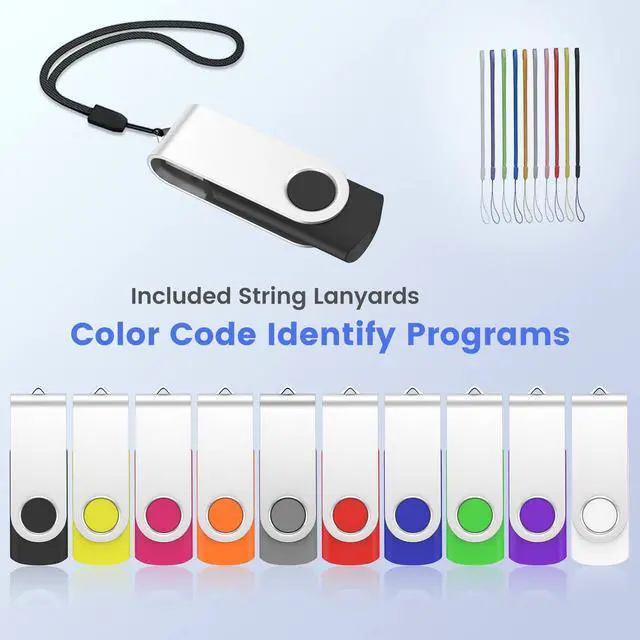 Alt view image 4 of 5 - ABLAZE 32GB Flash Drive 10 Pack, USB 2.0 Memory Stick with Lanyards Swivel Thumb Drives Bulk 32GB Pendrive U Disk for Data Storage (Mixcolors)