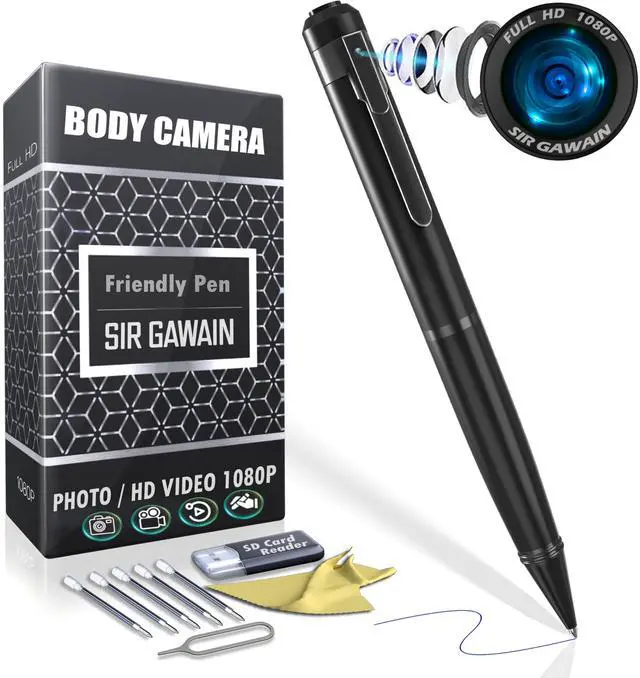 Main image of SIRGAWAIN 1080P Body Camera Pen [Upgraded 2024]  Body Cam with HD Video or Picture Taking, SD Card Storage, and Manual Control for Privacy Compliance