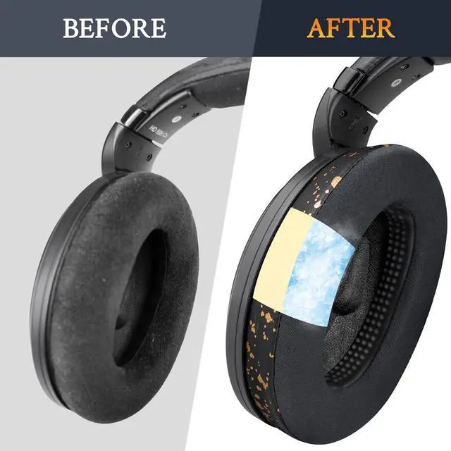 Alt view image 4 of 5 - SOULWIT Ear Pads for Sennheiser HD599/HD598/SE/CS/SR/HD595/HD569/HD560S/Game Zero/G4ME Zero, Earpads Cushions for PC37X/PC38X/PC350/PXC350/PXE350/PC360/HD380/HD380 Pro- Black Gold