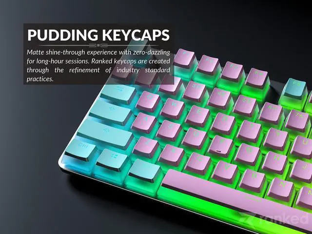 Alt view image 3 of 5 - Ranked Pudding PBT Keycaps | 112 Double Shot Translucent ANSI US & ISO Layout | OEM Profile for RGB Mechanical Gaming Keyboard (Miami Vice)