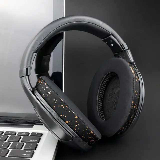 Alt view image 2 of 5 - SOULWIT Ear Pads for Sennheiser HD599/HD598/SE/CS/SR/HD595/HD569/HD560S/Game Zero/G4ME Zero, Earpads Cushions for PC37X/PC38X/PC350/PXC350/PXE350/PC360/HD380/HD380 Pro- Black Gold