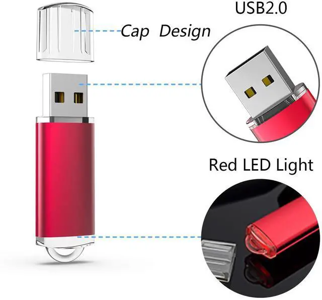 Alt view image 2 of 5 - RAOYI 10 Pack 64GB USB Flash Drive USB 2.0 Memory Stick Thumb Drive Pen Drive Jump Drive-Red