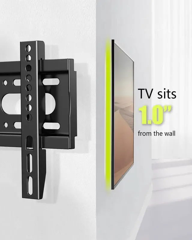 Alt view image 4 of 5 - Nuyoah TV Wall Mount Bracket Low Profile Fixed for 14-43 Inch Flat Screen TVs with Wall Mount for Echo Show 15, Adjustable Show 15 Wall Mounting Brackets