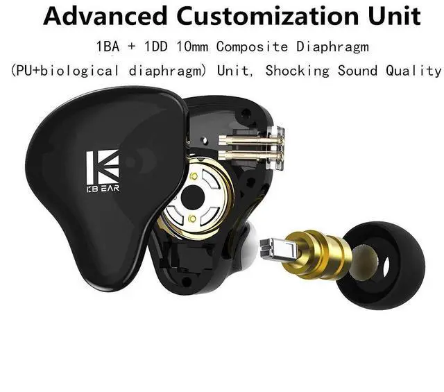 Alt view image 2 of 5 - KBEAR KS2 iem, in Ear Monitor Headphones Hybrid 1BA 1DD Wired Earbuds Stereo Bass HiFi IEM Earphone Noise Cancelling High Resolution with Detachable Cable for Running Gaming Sport(Without Mic, Green)