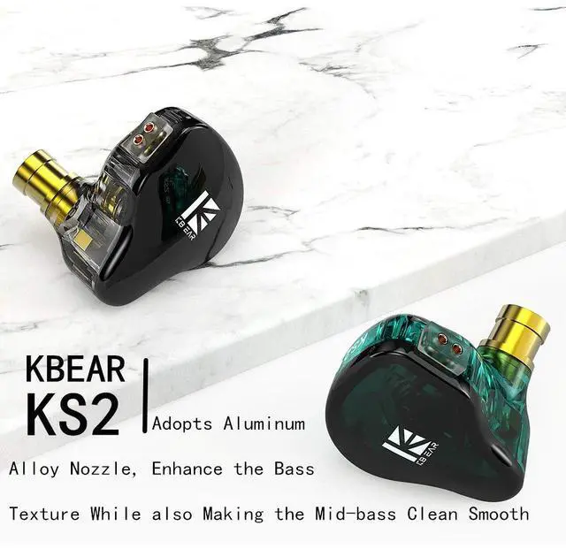 Alt view image 4 of 5 - KBEAR KS2 iem, in Ear Monitor Headphones Hybrid 1BA 1DD Wired Earbuds Stereo Bass HiFi IEM Earphone Noise Cancelling High Resolution with Detachable Cable for Running Gaming Sport(Without Mic, Green)