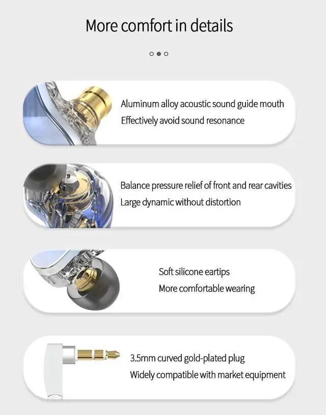 Alt view image 2 of 5 - keephifi KBEAR Robin in-Ear Monitors, Stereo Wired in Ear Earphones, 1DD+4BA Hybrid HiFi Earbuds, Powerful Resolution IEM Noise Isolating Headphones for Audiophiles Musicians (with MIC, Gold)