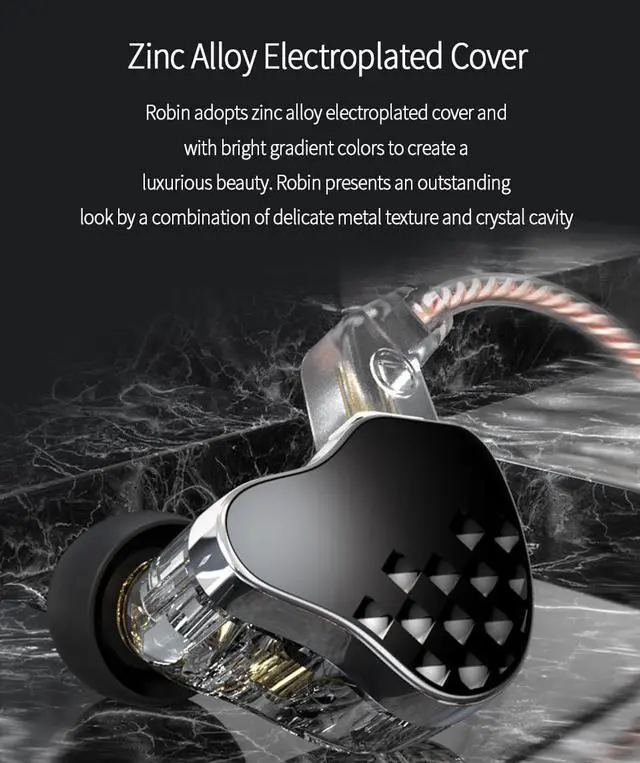 Alt view image 4 of 5 - keephifi KBEAR Robin in-Ear Monitors, Stereo Wired in Ear Earphones, 1DD+4BA Hybrid HiFi Earbuds, Powerful Resolution IEM Noise Isolating Headphones for Audiophiles Musicians (with MIC, Gold)