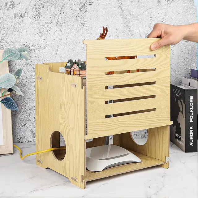 Alt view image 5 of 5 - BEARUT Router Shelf WiFi Router Storage Box Modem Cable Router Cover Organized Power Strip Cable Management Hider Rack Need Assembly Made by MDF