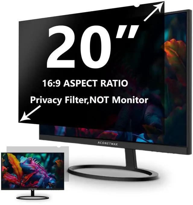 Main image of ACONETMAX 20 Inch 16:9 Privacy Screen Filter,Computer Widescreen Monitor Privacy Shield,Anti-Glare And Anti-Scratch Sceen Protector