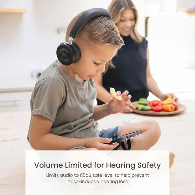 Alt view image 2 of 5 - Puro Sound Labs JuniorJam Plus Volume Limiting Headphones for Kids, Safer Audio to Protect Hearing- Adjustable Bluetooth Headphones for Tablets, Smartphones, PCs- 22-Hour Battery Life (Black)