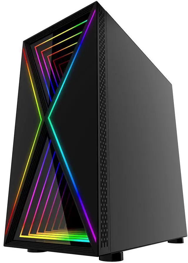 Alt view image 3 of 5 - Bgears b-BlackWidow-RGB Black Gaming PC ATX case, Special Ripple effect Front Panel, Tempered Glass side. 2 x USB3.0, 3 x PWM 120mm ARGB Fans, Fan Controller with Remote, Support up to EATX board