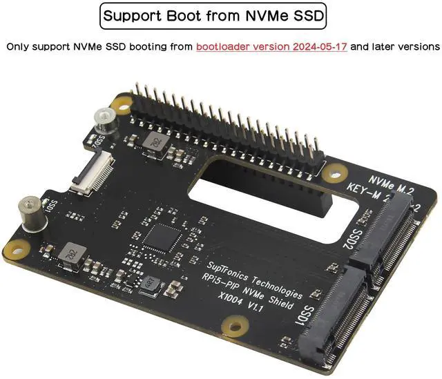Alt view image 4 of 5 - Geekworm X1004 PCIe to Dual M.2 HAT NVMe 2280 SSD PCIe Peripheral Board for Raspberry Pi 5