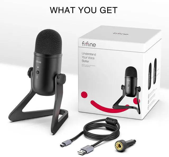 Alt view image 5 of 5 - FIFINE USB Podcast Microphone for Recording Streaming, Condenser Computer Gaming Mic for PC Mac, Headphone Output&Volume Control, Mic Gain Control, Mute Button for Vocal, YouTube (K678)