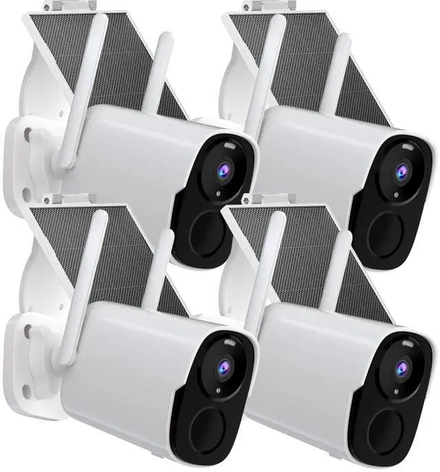 Main image of Rraycom Solar Camera Security Outdoor, Solar Powered WiFi System Surveillance Camera with 2K Color Night Vision, 2 Way Talk, Spotlight & Siren, Compatible with Alexa, BW4PLUS-SP, BW4P-SP-W-4PC