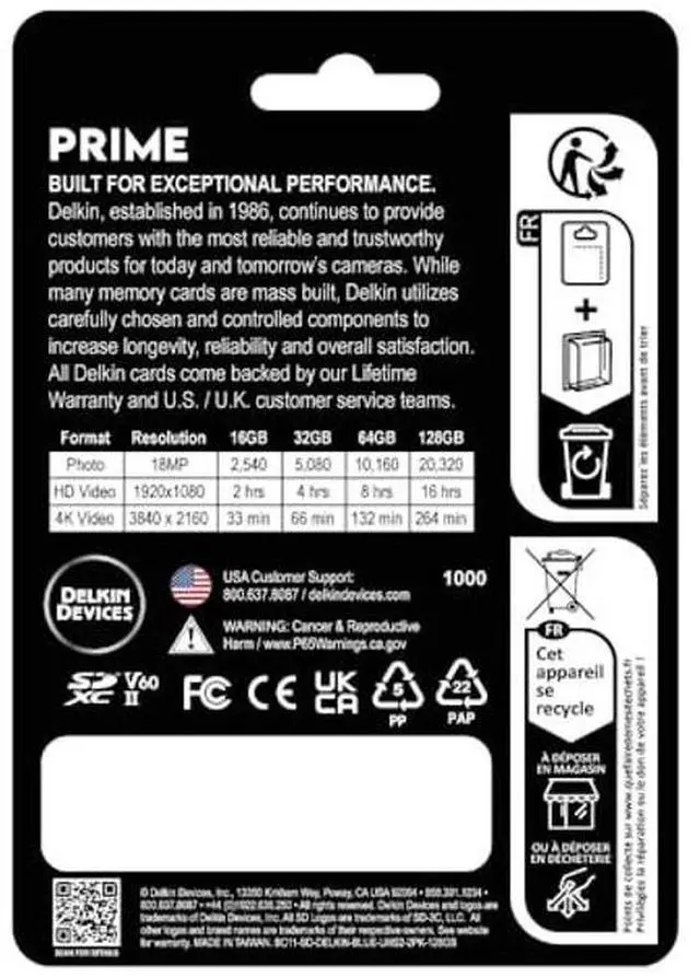 Alt view image 3 of 3 - Delkin Devices Prime 128GB 2PK SDXC UHS-II (U3/V60) Memory Cards  High Endurance for 8K, 4K, Full HD, and RAW Burst | Compatible with DSLR and Digital Cameras