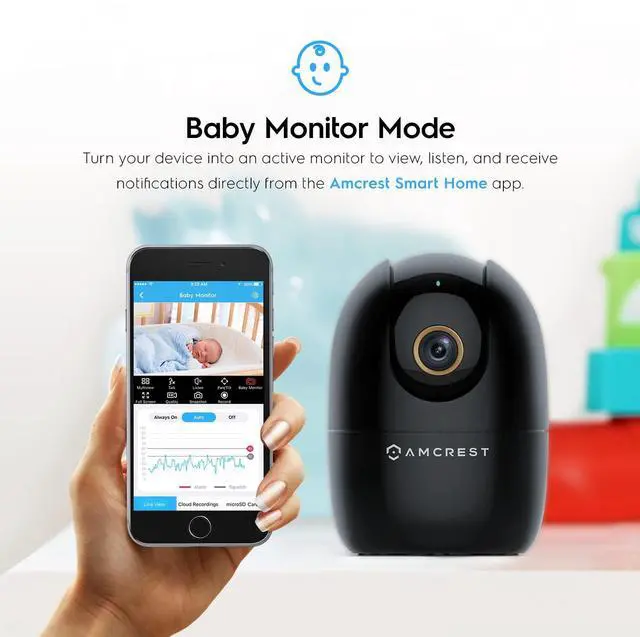 Alt view image 5 of 5 - Amcrest 4MP WiFi Camera Indoor, Dog Camera, Sound & Baby Monitor, Human & Pet Detection, Motion-Tracking, w/ 2-Way Audio, Pan/Tilt Wireless IP Camera, Night Vision, Smart Home ASH41-B