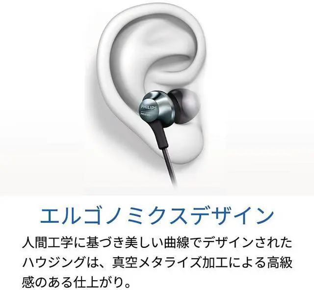 Alt view image 3 of 5 - Philips Audio in-Ear Headphones PRO6305BK/00 in-Ear Headset (High-Res Audio, Built-in Microphone, Noise Isolating, 3 Sizes of Ear Caps, Ergonomic Design) Black/Silver