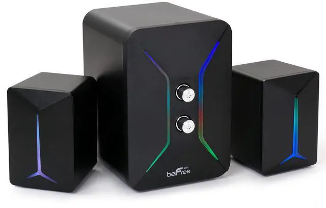 Alt view image 2 of 5 - beFree Sound Computer Gaming 2.1 Speaker System with Color LED Lights, Black