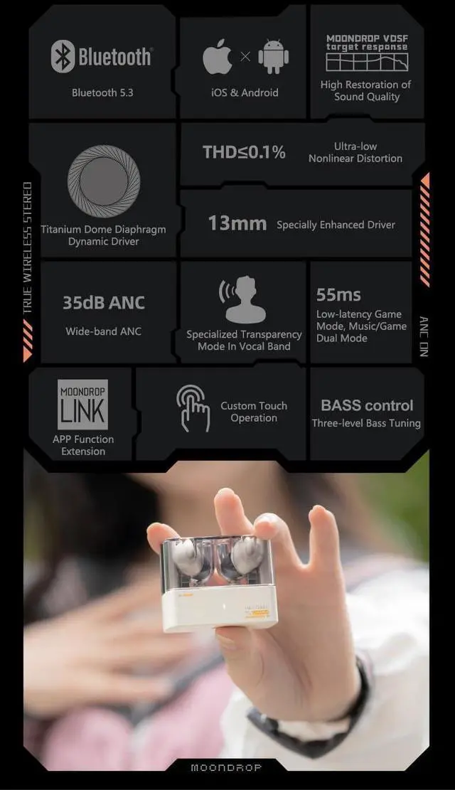 Alt view image 5 of 5 - Moondrop Space Travel TWS Earphone Bluetooth 5.3 Noise Canceling True Wireless Stereo IEMs