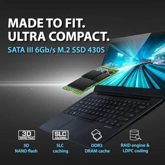 Alt view image 3 of 5 - Transcend 256GB M.2 2242 SATA III SSD with Dram Cache, Up to 530MB/s, Compatible w/Ultrabook/Laptop/PC/Desktop, 3D TLC NAND Flash Internal Solid State Drive, LDPC Error Correction, SLC Cache, B+M Key