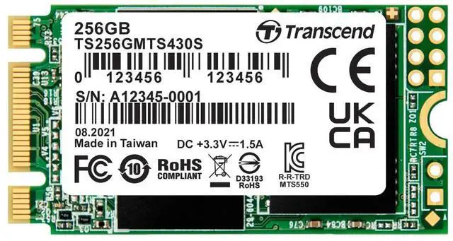 Main image of Transcend 256GB M.2 2242 SATA III SSD with Dram Cache, Up to 530MB/s, Compatible w/Ultrabook/Laptop/PC/Desktop, 3D TLC NAND Flash Internal Solid State Drive, LDPC Error Correction, SLC Cache, B+M Key
