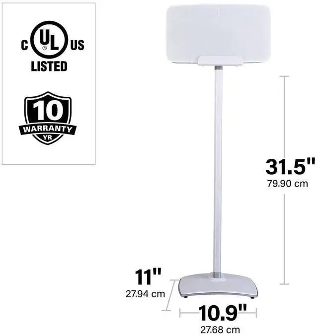 Alt view image 5 of 5 - SANUS Wireless Speaker Stand for Sonos Five and Sonos Play:5 - Audio Enhancing Design for Vertical & Horizontal Audio with Built-in Cable Management & Premium Alloy Materials WSS52-W2 (White)