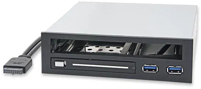 Main image of Syba 5.25" Bay Adapter for Slim Optical Drive, 2.5" Trayless Rack for Hard Drives HDD SSD, USB Hub - SY-MRA55005