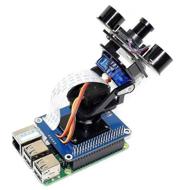 Main image of waveshare 2-DOF Pan-Tilt HAT for Raspberry Pi Series Board Light Intensity Sensing Control Camera Movement I2C Interface