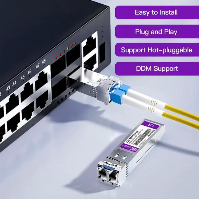 Alt view image 3 of 5 - XZSNET 10GBASE-LR SFP+ Transceiver, 10G SFP+ to LC Single Mode Fiber Module Compatible with Cisco SFP-10G-LR, Ubiquiti UniFi UF-SM-10G, Mikrotik S+31DLC10D, Meraki, Netgear, D-Link and More, 2 Pack