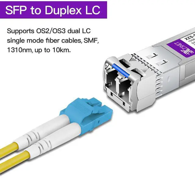 Alt view image 2 of 5 - XZSNET 10GBASE-LR SFP+ Transceiver, 10G SFP+ to LC Single Mode Fiber Module Compatible with Cisco SFP-10G-LR, Ubiquiti UniFi UF-SM-10G, Mikrotik S+31DLC10D, Meraki, Netgear, D-Link and More, 2 Pack