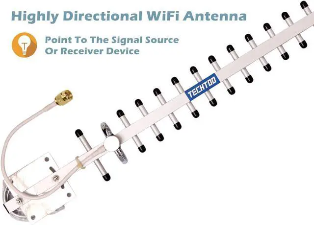 Alt view image 2 of 5 - TECHTOO WiFi Antenna 2.4GHz 18dBi High Gain Yagi Directional Antenna Booster with RP-SMA Connector for Network Router/Reapter/USB Adapter/Extension Network PCI Card/Security Camera