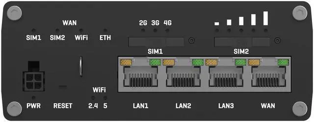 Alt view image 4 of 5 - Teltonika RUTX11100400 Model RUTX11 Industrial Cellular Router; Dual SIM; for use with USA Carriers; Comes with US PSU; WI-FI & BT; 4 x Ethernet Ports; Auto Failover; Aluminum Housing