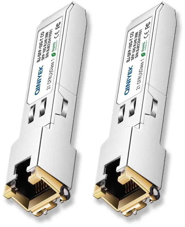 Main image of [2 Pack] 1.25/2.5/5/10G SFP+ to RJ45 Transceiver, Copper SFP+ Module, Cat.6a/7, up to 30m, for Cisco SFP-10G-T-S, MikroTik S+RJ10, Ubiquiti UF-RJ45-10G, Netgear AXM765, Netgear, TP-Link, Fortinet