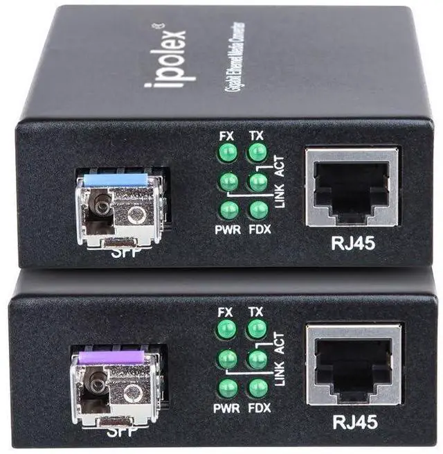 Alt view image 4 of 5 - ipolex A Pair of Bidi Gigabit Single-Mode LC Fiber to Ethernet Media Converter, with BiDi SFP LX Module, 1310nm/1550nm, SMF, up to 20-KM, 1.25G Fiber Media Converter,1000Base-LX to 10/100/1000Base-TX