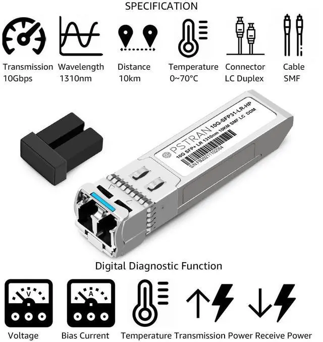 Alt view image 2 of 5 - OPSTRAN 10GBASE-LR SFP+ Optical Transceiver Module Compatible with HPE Aruba J9151D J9151E JL749A J9151ECM /ProCurve J9151A 10G SFP+ LR 1310nm 10km DDM Duplex LC SMF 4 Pack