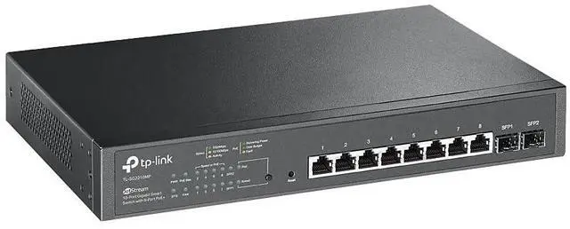 Alt view image 2 of 4 - TP-Link TL-SG2210MP | Jetstream 10 Port Gigabit Smart Managed PoE switch | 8 PoE+ Ports @ 150W, 2 SFP Slots | Support Omada SDN | PoE Recovery | IPv6 | Static Routing | 5 Year Manufacturer Warranty