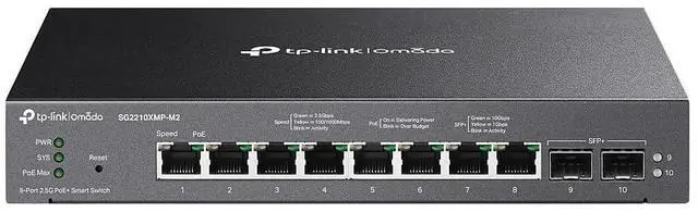Main image of SG2210XMP-M2 Omada 8-Port 2.5GBASE-T and 2-Port 10GE SFP+ Smart Switch with 8-Port PoE+