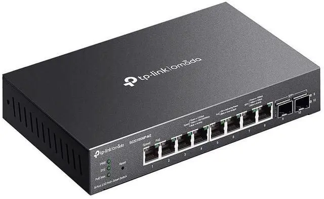 Alt view image 3 of 5 - SG2210XMP-M2 Omada 8-Port 2.5GBASE-T and 2-Port 10GE SFP+ Smart Switch with 8-Port PoE+