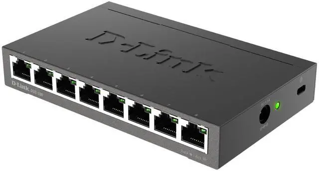 Alt view image 4 of 5 - D-Link DGS 108 8 Port Gigabit Ethernet Switch Unmanaged, Plug & Play Network Splitter Silent Fanless Metal Desktop/Wall Mount QoS, IEEE802.3az Energy Saving Limited Lifetime Protection
