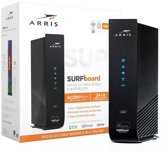 Alt view image 5 of 5 - ARRIS (SBG7400AC2) - Cable Modem Router Combo - Fast DOCSIS 3.0 & AC2350 WiFi , Approved for Comcast Xfinity, Cox, Charter Spectrum & more , Four 1 Gbps Ports , 800 Mbps Max Internet Speeds