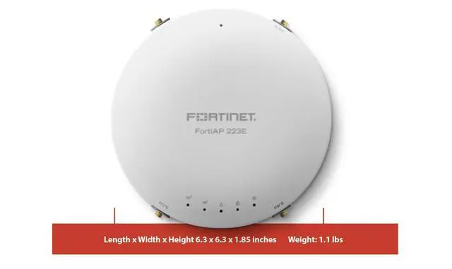 Alt view image 3 of 5 - Fortinet FortiAP 223E | 2x2 802.11ac Wave 2 Indoor Wireless Access Point - Dual radio, External antenna, 1 x GE RJ45 port (FAP-223E-A)