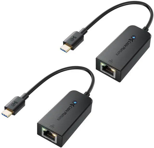 Main image of Cable Matters 2-Pack Plug & Play USB C to Ethernet Adapter with PXE, MAC Address Clone (Thunderbolt to Ethernet Adapter, Gigabit Ethernet to USB C) in Black -Compatible with MacBook Pro, XPS, Surface