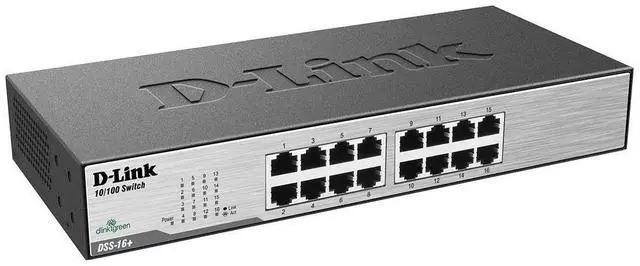 Main image of D-Link 16-Port 10/100 Unmanaged Desktop or Rackmount Switch (DSS-16+)